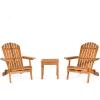 Giantex Adirondack Chair Set 3-Piece Foldable Wooden Chairs Set W/Widened Armrest, Eucalyptus Frame and Side Table Outdoor & Indoor Table Set for Patio Poolside Garden, Set of 3 Wooden Lounger Chair