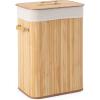 Giantex Bamboo Laundry Hamper with Lid, 72L Large & Tall Clothes Hamper with Removable Liner & Handles, Rectangular Laundry Basket for Small Spaces, Laundry Room, Bedroom (Brown)(Natural)