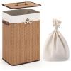 Giantex Bamboo Laundry Hamper with Lid, 72L Large & Tall Clothes Hamper with Removable Liner & Handles, Rectangular Laundry Basket for Small Spaces, Laundry Room, Bedroom (Brown)(Bamboo)