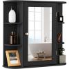 Giantex Bathroom Medicine Cabinet, Wall Mounted Bathroom Mirror Cabinet with Mirrored Door & 4 Interior Shelves, 6 Open Shelves, Mounting Hardware, Space-Saving Storage Cabinet, White(Black)
