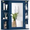 Giantex Bathroom Medicine Cabinet, Wall Mounted Bathroom Mirror Cabinet with Mirrored Door & 4 Interior Shelves, 6 Open Shelves, Mounting Hardware, Space-Saving Storage Cabinet, White(Blue)