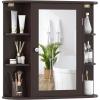 Giantex Bathroom Medicine Cabinet, Wall Mounted Bathroom Mirror Cabinet with Mirrored Door & 4 Interior Shelves, 6 Open Shelves, Mounting Hardware, Space-Saving Storage Cabinet, White(Brown)