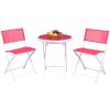 Giantex Bistro Table Set, 3 Piece Patio Bistro Set, Outdoor Folding Table and Chairs, Foldable Patio Dining Set, Porch Furniture Set Garden Backyard Metal Frame No Assembly, Black(Red)