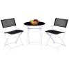 Giantex Bistro Table Set, 3 Piece Patio Bistro Set, Outdoor Folding Table and Chairs, Foldable Patio Dining Set, Porch Furniture Set Garden Backyard Metal Frame No Assembly, Black(Black)