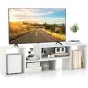 Giantex Bookshelf TV Stand for TVs up to 55″, 2 Pieces Free-Combination Entertainment Center with Storage Cubes, Modern Media TV Console Table, Open Storage Bookcase for Living Room, Bedroom (White)(White)