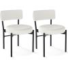 Giantex Boucle Dining Chairs Set of 2, Sherpa Upholstered Kitchen Chairs w/Curved Backrest, Padded Seat & Metal Legs, Modern Accent Armless Side Chairs for Dining Living Room, Restaurant(White+black)