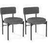 Giantex Boucle Dining Chairs Set of 2, Sherpa Upholstered Kitchen Chairs w/Curved Backrest, Padded Seat & Metal Legs, Modern Accent Armless Side Chairs for Dining Living Room, Restaurant(Gray+black)
