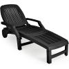 Giantex Chaise Lounge Outdoor, 6 Adjustable Backrests Lounge Chair Recliner, Outdoor Furniture for Patio Poolside Garden, Foldable Sun Lounger with Wheels (1, Black)(Black)