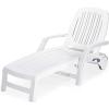Giantex Chaise Lounge Outdoor, 6 Adjustable Backrests Lounge Chair Recliner, Outdoor Furniture for Patio Poolside Garden, Foldable Sun Lounger with Wheels (2, Black)(White)