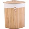 Giantex Corner Laundry Hamper with Lid, Bamboo Laundry Basket with Removable Liner and Handle, Clothes Basket for Cloth Organize, Clothes Storage Bin for Bedroom, Laundry, Living Room (Beige)