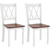 Giantex Dining Room Chairs Set of 2 White, Wooden Farmhouse Kitchen Chairs with Rubber Wood Seat, Acacia Wood Legs, Max Load 360 Lbs, Heavy Duty Wood Armless Dining Chairs with High Back