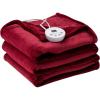 Giantex Electric Heated Blanket, 84″ x 62″ Flannel Thermal Blanket w/Machine Washable, 10 Heating Levels, 12 Hour Auto Shut-Off, Overheat Protection, Twin Size Heating Blanket for Bed Couch, Red