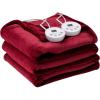 Giantex Electric Heated Blanket, 84″ x 90″ Flannel Thermal Blanket w/Machine Washable, 10 Heating Levels, 12 Hour Auto Shut-Off, Overheat Protection, Queen Size Heating Blanket for Bed Couch, Red