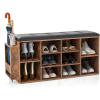 Giantex Entryway Storage Bench with Umbrella Stand, 10-Cube Storage Bench with Adjustable Shelf & PU Leather Padded Cushion, Shoe Rack Organizer for Living Room, Bedroom & Checkroom, Rustic Brown