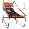 Giantex Foldable Basketball Arcade Game, 8 Game Options, Electronic Double Shot 2 Player w/ 4 Balls and LED Scoring System, Indoor Basketball Game for Kids, Adults, Black & Silver(Orange)