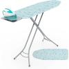Giantex Foldable Ironing Board with Iron Rest, Heat Resistant Cover, 48.5″ x 15.5″ Ironing Surface, 27″-36″ Adjustable Heights, Sturdy Metal Frame, Iron Board for Laundry Room (Light Gray)(Turquoise Leaves)