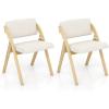 Giantex Folding Dining Chairs Set of 2, Upholstered Wooden Folding Chair 2 Pack, Portable Kitchen Chairs with Padded & Seat Backrest, Accent Chairs for Wedding Picnic Party, No Assembly, Natural(Natural)