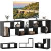 Giantex Free-Combination TV Stand for Bedroom – Entertainment Center for 50 55 60 65 Inch TV, 3-Piece Media Console Table with Storage Cubes, Deformable Open Storage Bookcase Shelf (White)(Black Wood Grain)