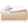 Giantex Heated Blanket Electric Throw – Double-Sided Electric Blanket with 5 Heat Settings, 3-Hour Auto Shut Off, Flannel & Cashmere Throw Blanket, Machine Washable, 50” x 60”, Heating Blanket (Beige)
