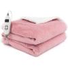 Giantex Heated Blanket Throw, 60” x 50”, 10 Heating Levels, 9H Timer Auto Shut Off, Overheat Protection, Machine Washable (Black+White)(Pink)