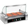Giantex Hot Dog Roller Machine, 7 Non-Stick Rollers 18 Hot Dog Sausage Grill Cooker Machine with Removable Stainless Steel Drip Tray and Glass Hood Cover, Commercial Household Hot Dog Rotisserie(23”Lx13”Wx16”H)