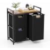 Giantex Laundry Hamper with Shelf, Laundry Basket Organizer with 3 Pull-Out Removable Bags, Top Storage Shelf, Metal Frame, Laundry Sorter 3 Section for Laundry Room Bathroom, Rustic Brown & Black