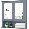 Giantex Medicine Cabinet, Bathroom Wall Cabinet with 2 Mirrored Doors, Adjustable Shelf, Open Compartment, Wall Mounted Cabinet, Over The Toilet Storage Cabinet, 22″ x 5″ x 23″ Cupboard (Grey)(Grey)
