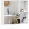 Giantex Medicine Cabinet, Bathroom Wall Cabinet with Mirror Door, 2 Adjustable Shelves, 2 Open Shelves, Vanity Mirrored Cabinet, Over The Toilet Storage Cabinet for Laundry Room Entryway, White(White)