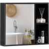 Giantex Medicine Cabinet, Bathroom Wall Cabinet with Mirror Door, 2 Adjustable Shelves, 2 Open Shelves, Vanity Mirrored Cabinet, Over The Toilet Storage Cabinet for Laundry Room Entryway, White(Black)