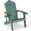 Giantex Outdoor Adirondack Chair – Oversized Patio Chairs w/Hidden Cup Holder, Realistic Wood Grain, 380 LBS Weight Capacity, Weather Resistant Firepit Chairs for Backyard, Garden (4, Black)(Dark Green)