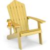Giantex Outdoor Adirondack Chair – Oversized Patio Chairs w/Hidden Cup Holder, Realistic Wood Grain, 380 LBS Weight Capacity, Weather Resistant Firepit Chairs for Backyard, Garden (4, Black)(Yellow)
