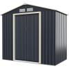 Giantex Outdoor Storage Shed with Double Sliding Door, Galvanized Metal Garden Storage Room, Front and Back Vent, Weather Resistant Tool Storage Shed for Backyard, Patio, Lawn (7 x 4 FT)(7 x 4 FT)