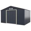 Giantex Outdoor Storage Shed with Double Sliding Door, Galvanized Metal Garden Storage Room, Front and Back Vent, Weather Resistant Tool Storage Shed for Backyard, Patio, Lawn (7 x 4 FT)(11 x 8 FT)
