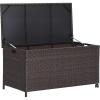 Giantex Outdoor Wicker Storage Box – 50 Gallon PE Rattan Storage Container with Lid, Waterproof Liner, Universal Wheels, Deck Storage for Pillows, Cushions, Gardening Tools, Mix Brown