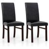 Giantex PU Leather Dining Chairs Set of 2, Upholstered Kitchen Chair with Solid Rubber Wood Frame, Armless High Back Dining Side Chairs with Cushion Seat, Modern Dining Room Chair, Black