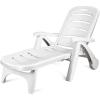 Giantex Patio Chaise Lounge Recliner on Wheels, Folding Deck Chair with Armrests, 5 Adjustable Positions for Poolside, Yard, Garden Rolling Outdoor Lounger Sunbathing Beach Chair(1, Gray)(White)