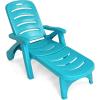 Giantex Patio Chaise Lounge Recliner on Wheels, Folding Deck Chair with Armrests, 5 Adjustable Positions for Poolside, Yard, Garden Rolling Outdoor Lounger Sunbathing Beach Chair(1, Gray)(Turquoise)