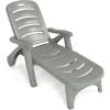 Giantex Patio Chaise Lounge Recliner on Wheels, Folding Deck Chair with Armrests, 5 Adjustable Positions for Poolside, Yard, Garden Rolling Outdoor Lounger Sunbathing Beach Chair(1, Gray)(Grey)
