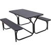 Giantex Picnic Table Bench Set Outdoor Camping All Weather Metal Base Wood-Like Texture Backyard Poolside Dining Party Garden Patio Lawn Deck Large Camping Picnic Tables for Adult (White)(Black)