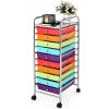 Giantex Plastic Boxes 10 Drawer Rolling Organizer Cart Utility Storage Tools Scrapbook Paper Multi-Use (Multicolor)