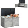 Giantex Rattan Deck Box 88 Gallon Wicker Storage Box W/Separate Storage Shelf, Openable Door, Steel Frame, Toys and Tools Organize for Yard, Garden, Balcony, Porch, Patio Rattan Storage Box (Brown)(Gray)