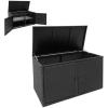 Giantex Rattan Deck Box 88 Gallon Wicker Storage Box W/Separate Storage Shelf, Openable Door, Steel Frame, Toys and Tools Organize for Yard, Garden, Balcony, Porch, Patio Rattan Storage Box (Brown)(Black)