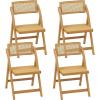 Giantex Rattan Folding Chairs Set of 2, Bamboo Dining Chairs with Rotatable Backrests, Max Load 330 lbs, Boho Kitchen Side Chair for Living Room, Restaurant, No Assembly, Natural(2)