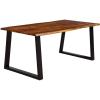 Giantex Rectangular Acacia Wood Dining Table Rustic Indoor & Outdoor Furniture (Rustic Brown&Black)(Rustic Brown&black)