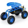 Giantex Rolling Garden Work Seat, 360 Swivel Gardening Workseat with Wheels, Tool Basket, Adjustable Height, Outdoor Scooter for Sitting, Gardening Stool Chair for Planting Trimming, Green(Blue)