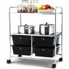 Giantex Rolling Storage Cart with 10 Drawers, Utility Cart with Tabletop, Drawer Organizer with Wheels for Craft Art Paper Tool, Mobile Organization & Sorting for Office Home School School Supplies(Black)