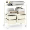 Giantex Rolling Storage Cart with 10 Drawers, Utility Cart with Tabletop, Drawer Organizer with Wheels for Craft Art Paper Tool, Mobile Organization & Sorting for Office Home School School Supplies(Ivory)