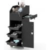 Giantex Salon Cart for Hair Stylists, Lockable Wood Trolley Cart on Wheels, 3-Drawer Storage Cabinet, Side Tool Tray, Hair Dryer Holders, Rolling Salon Station for Beauty Spa Barber Tattoo(Black)