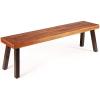 Giantex Set of 2 Outdoor Bench, Acacia Wood Patio Seating, Dining Benches for Garden, Lawn, Farmhouse and Entryway with Metal Legs, Rustic Brown and Black (2)(1)