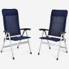 Giantex Set of 2 Patio Chairs, Folding Outdoor Chairs, High Back Recliner with Headrest and Armrests 7 Levels Adjustable Camping Chairs Safe Lock Lawn Chairs Porch Balcony Furniture, Blue(Blue)